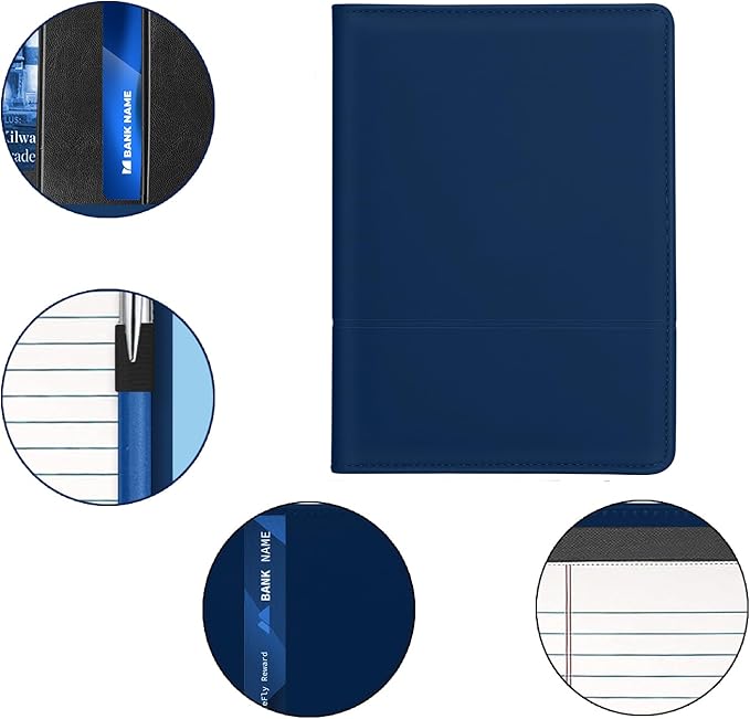 Padfolio Binder A5 Document Organizer with Refillable Lined Notepad, Junior Size Folder Portfolio for Men Women,Navy Blue.