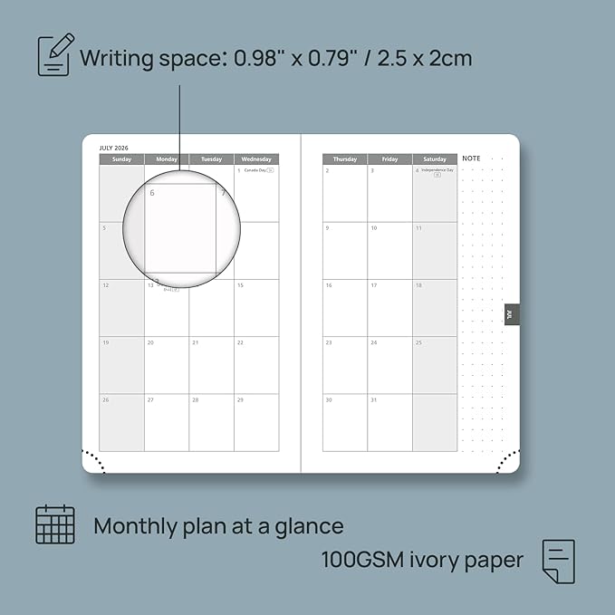 POPRUN Pocket Calendar 2026 (Small Size- 4'' x 6.25") Weekly and Monthly for Purse - Planner 2026 (Jan. 2026 - Dec. 2026) with Vegan Leather Soft Cover, Inner Pocket, 100GSM - Burgundy Red