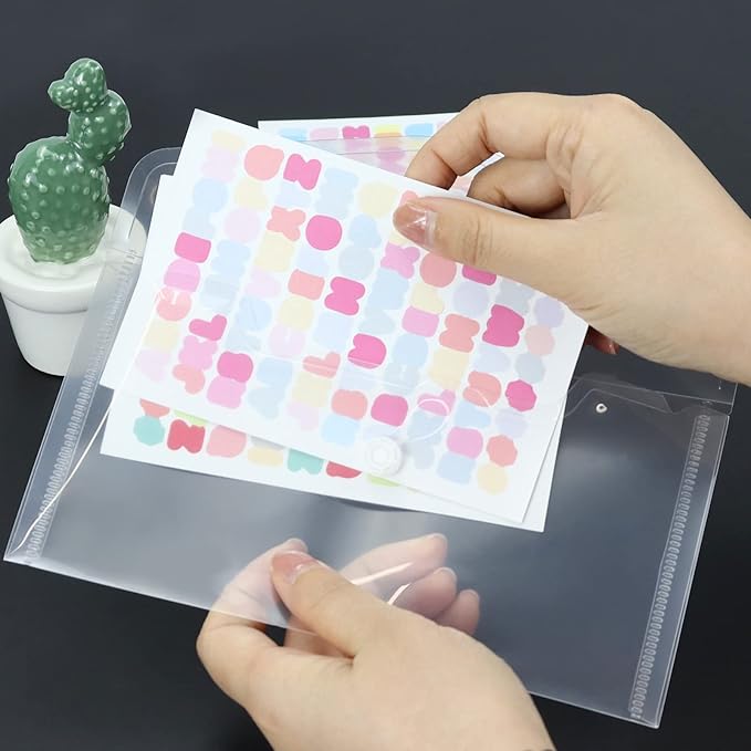 Plastic Envelopes 10 Pack Clear Document Folders，Plastic Envelopes with Snap Closure, Poly Folder File Folder for School Home Work Office Organization (4.13x7.87inch)