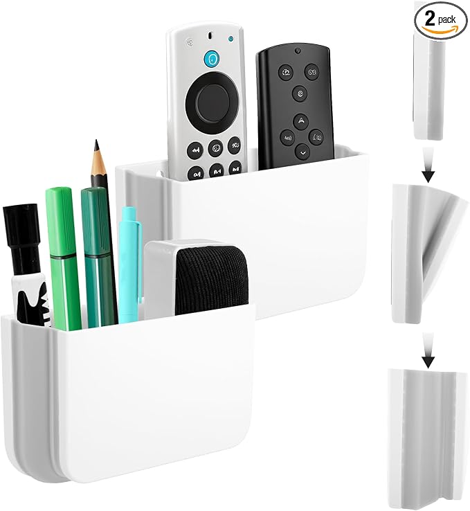 2 Pack Magnetic Foldable Remote Control Holder, Strong Magnet TV Remote Holder Wall Mount, Magnetic Dry Erase Marker Holder for Whiteboard, Refrigerator, Locker Accessories, Office & Desk Accessories