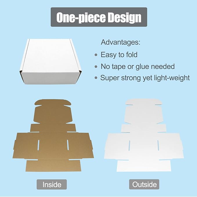 6x4x1 Boxes for Shpping Mailing, 25 Pack Small White Mailer Box Flat Corrugated Cardboard Packaging Gift Boxes Bulk Cheap Literature Mailers for Small Business