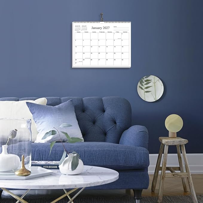 Small Wall Calendar 2026-2027 - Mini Calendar 2026-2027 from June 2026 - December 2027, 19 Months Little Calendar with Premium Paper, 6" x 8", Black