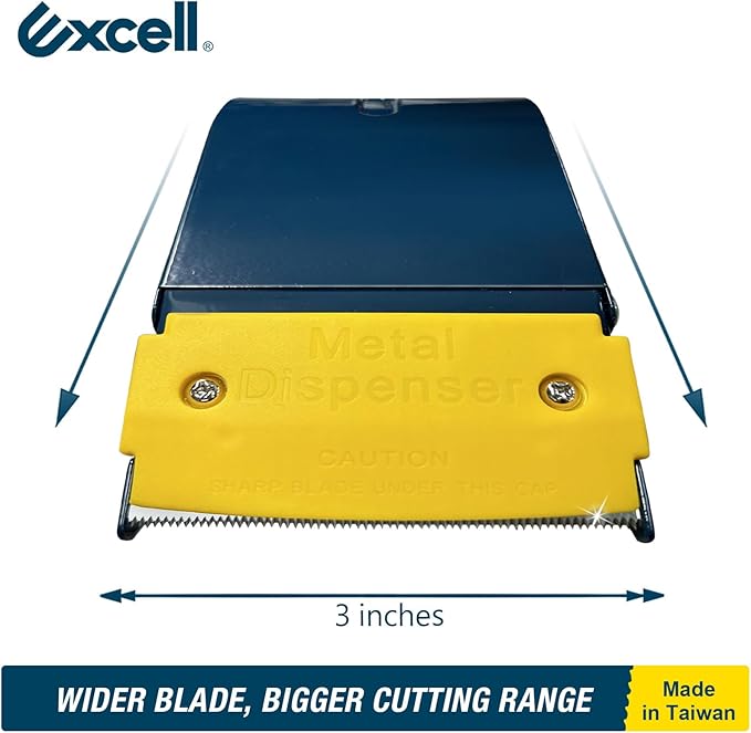 Excell ET-366 3" Wide Handheld Tape Dispenser with Durable Metal Construction, for Packaging, Transportation, Moving and Box Sealing Carton