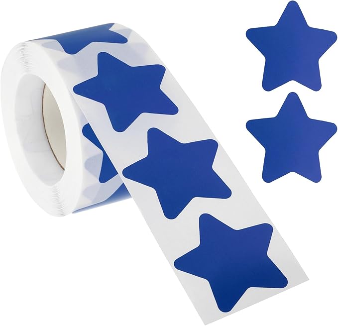 PATIKIL Star Stickers Roll 1.5", 500 Pcs Self-Adhesive Reward Stickers for Classroom Teacher Supplies and DIY Craft, Blue