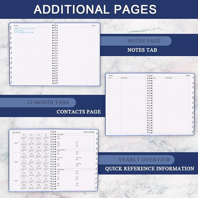 Planner 2026 - Weekly & Monthly Planner Runs from January 2026 to December 2026, 8.5 x 11", 12 Month Tabs, Inner Pocket, PU Leather Cover with Twin-Wire Binding, Monthly Planners 2026, Blue