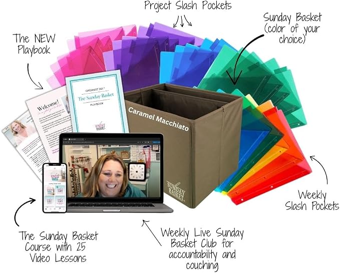 Organize 365 Paper Organizer Solution | Home Office Organization & Document Holder | File Box for Paper Storage | The Classic Sunday Basket® System (Caramel Macchiato)