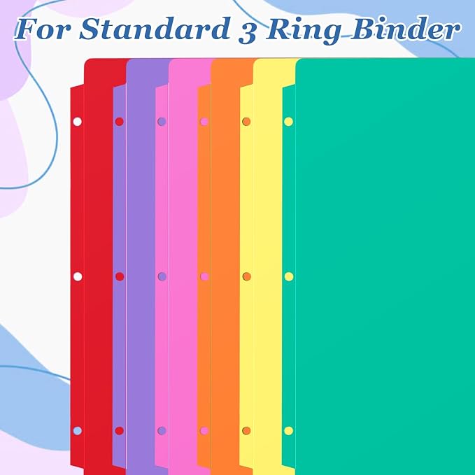 Kosiz 18 Pcs Binder Dividers for 3 Rings Binders Index Dividers with Pocket Plastics Sheets Protectors with Tab Labels for School Office Organization(Bright Color)