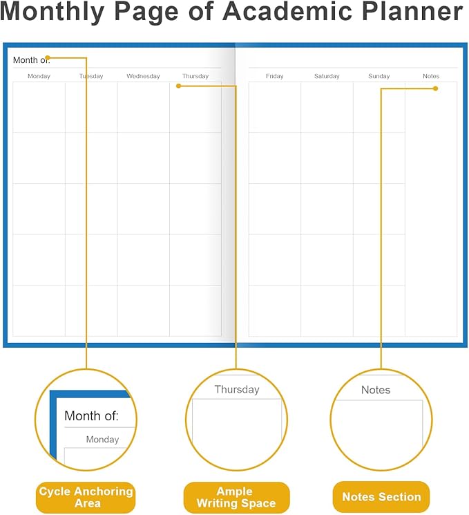 Academic Planner for 2026-2027 or Anytime – 8.5" x 11" Undated Weekly Student Planner For Homeschool, High School, College & Nursing Students, 200 Pages, Blue