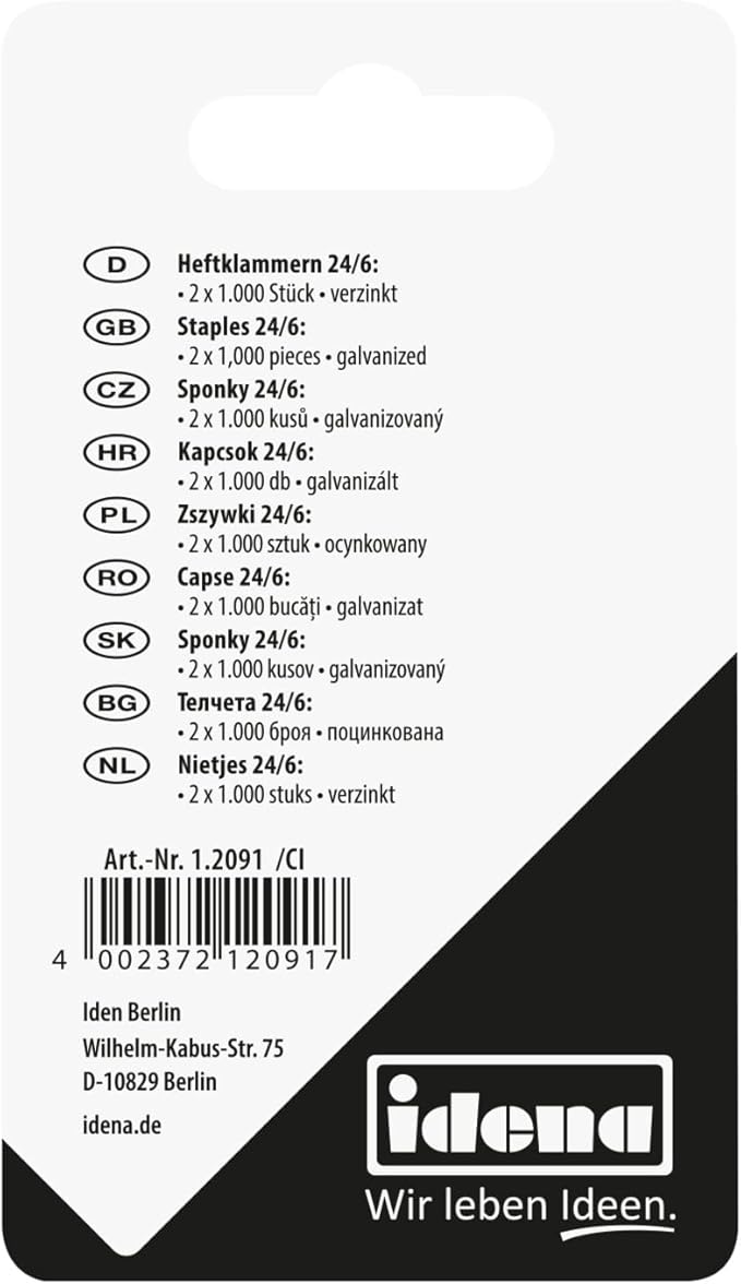 Idena 12091 Staples Size 24/6 Pack of 2 Galvanised