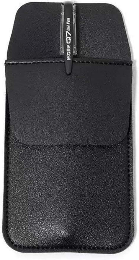 1 Pc Black Premium Pocket Protector Pen Holder, PU Leather Pocket Organizer Pouch for Shirts Lab Coats Pants Pen Sleeve Writing and Correction Supplies