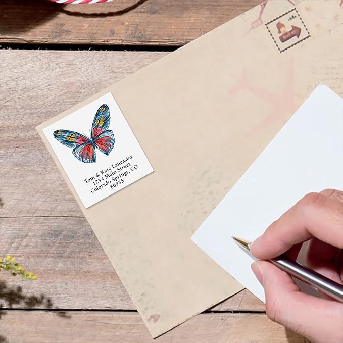 Colorful Images Butterflies Return Address Mailing Labels, Personalize with Name & Addresses, Set of 144 Self Adhesive, Easy Peel Flat Label Sheets, 1½” x 1¾”, 6 Designs