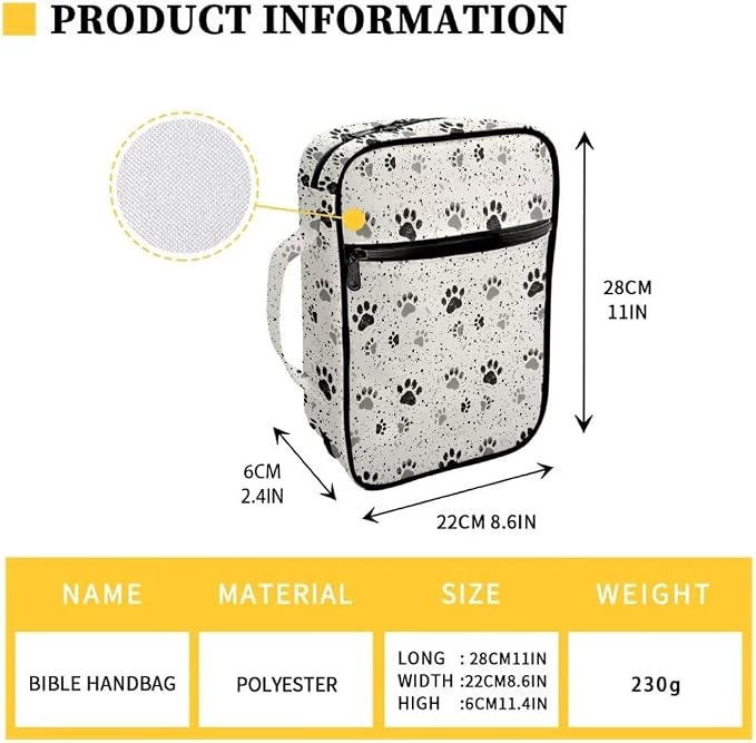 Coldinair Dog Paw Bible Case Bible Covers for Women Girls Beige Bible Bag Bible Carrying Case for Kids,Bible Cover Church Bag Bible Tote for Men