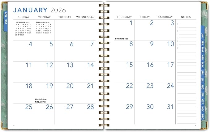 LARGE PRINT HARDCOVER 2026 Planner, 8.5"x11": 14 Months (November 2025 - December 2026), Daily Weekly Monthly Planner, Yearly Agenda, Bookmark, Pocket Folder and Sticky Note Set (Whispering Meadow)