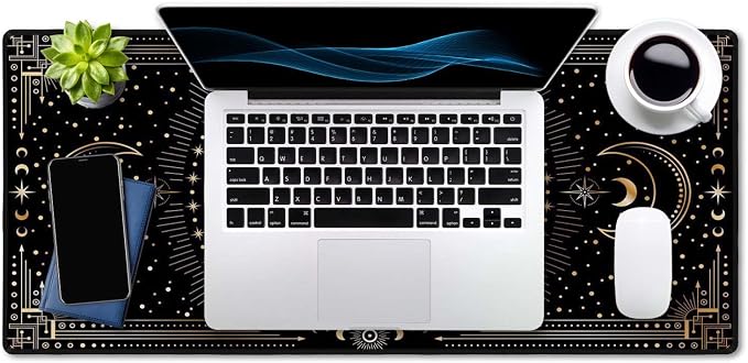 SSOIU Large Mouse Pad, Boho Snake Witch Desk Mat for Desktop, Women Girls Waterproof Gaming Mousepad, Moon Phases Computer PC Laptop Protector Writing Pads for School Office Home 35.5" x 15.7"