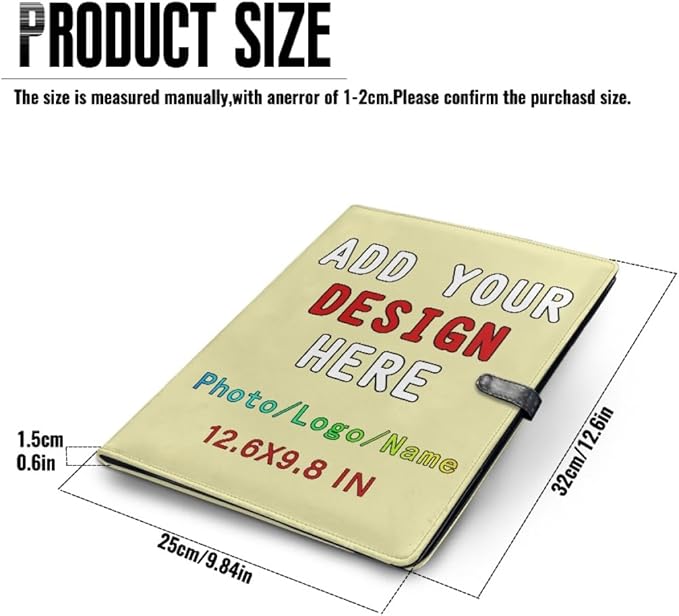 Personalized Padfolio with Logo, Custom Business Portfolio with A4/US Letter Writing Pad Holder for Resumes and Interviews, PaleGoldenrod