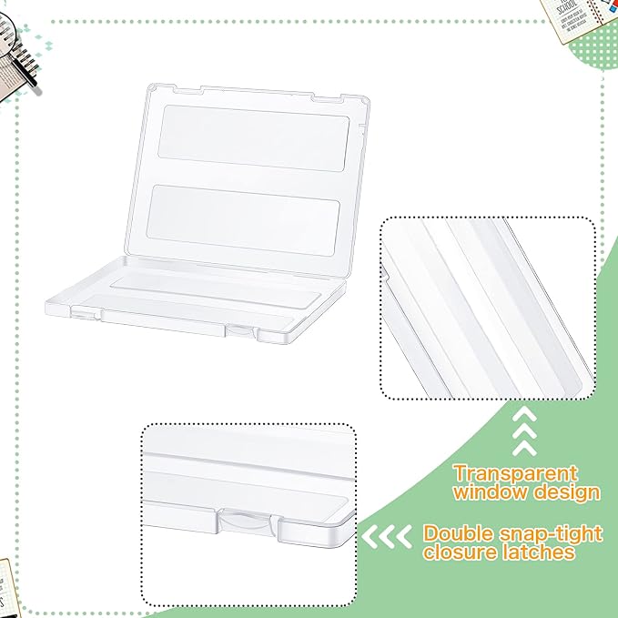 Outus 6 Pieces A4 File Box Paper Photo Storage Box A4 Portable Project Case Clear Plastic Document Magazine Organizer Box for Office School Supplies Accessories 12.52 x 9.5 x 0.95 Inch
