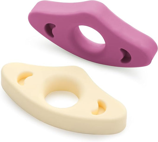 Book Page Holder, Silicone Book Thumb Page Holders for Reading Hands Free, Book Lovers Gifts & Book Accessories, 2 Pack (Small Size, Off White - Purple)