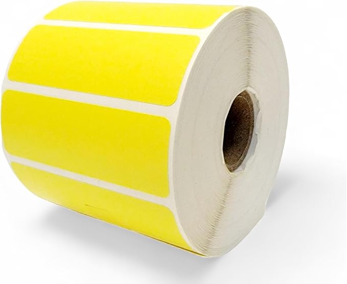 Labels and More Yellow 3x1 Inch Direct Thermal Labels 1" Core Self Adhesive No Ribbon Required 6 Rolls 7800 Total Labels Compatible with Desktop Zebra Printers