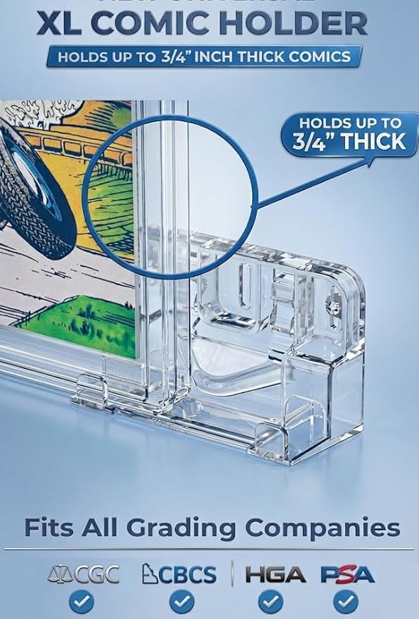 Hello LLamas SlabGrabs XL 12-Piece Comic Book Wall Mount Set (Holds 6 Slabs), 2026 Ready for Thicker CGC Cases, Heavy Duty Clear Floating Display – Comics/Slabs Not Included