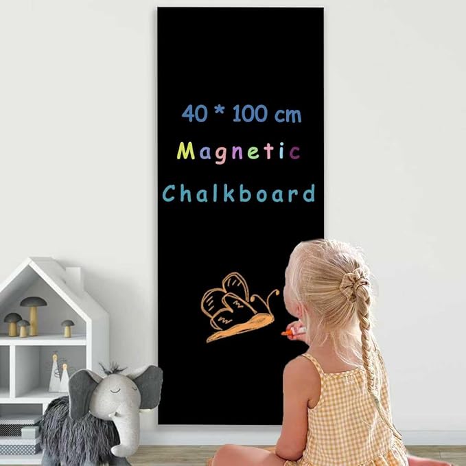 Magnetic Chalkboard Contact Paper for Wall,Peel and Stick Self Adhesive Blackboard Wall Decal Roll for Home School,40" x 16",Black (CB-BK-40100)