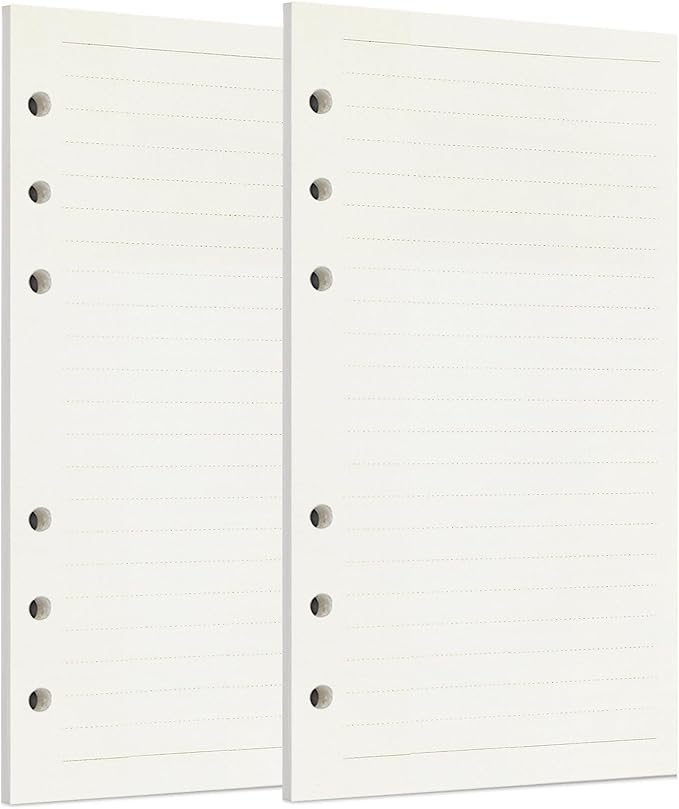 Zelten Refills/Loose Leaves for A6 Cover Ring Binder/Personal Organizer/Planner(A6 6 Holes, Lined 2 Pack)