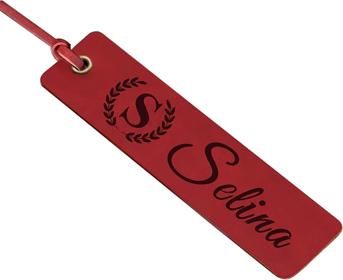 EDSG Personalized Bookmark, Engraved Leather Bookmarks, Custom Bookmarks Book Marks Gifts for Reading Women Men Teachers Christmas Birthday, Teachers Appreciation Gifts (Red)