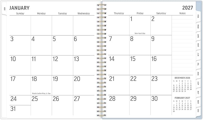Blue Sky 24-Month 2027 Monthly Large Print Planner Calendar, January 2027 - December 2028, 8" x 10", Flexible Cover, Laminated Tabs, Durable Twin Wire Binding, Moyer