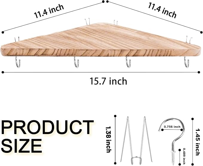 Cubicle corner shelf with hook：2pcs 16.5in wood triangle cubicile hanging shelves organization accessories fabric walls organizer for use in office cubicles office stylish decoration for women's desks