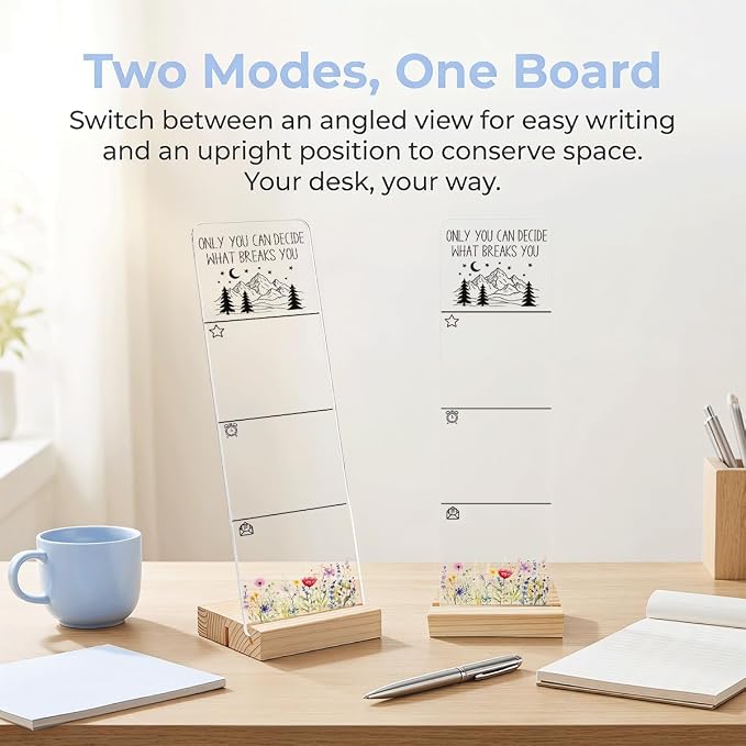 Sticky Note Holder Acrylic Monitor Memo Board Desk Organizers and Accessories Desk Decor Post It Note Holder with 200Pcs Sticky Notes Mountain Inspirational Office Desk Sign