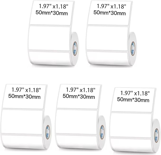 White Thermal Labels Compatible with Phomemo, Marklife for Barcode, Price Tags, Shipping & Logo Design (5, 1.97" x1.18" 230pcs/Roll)