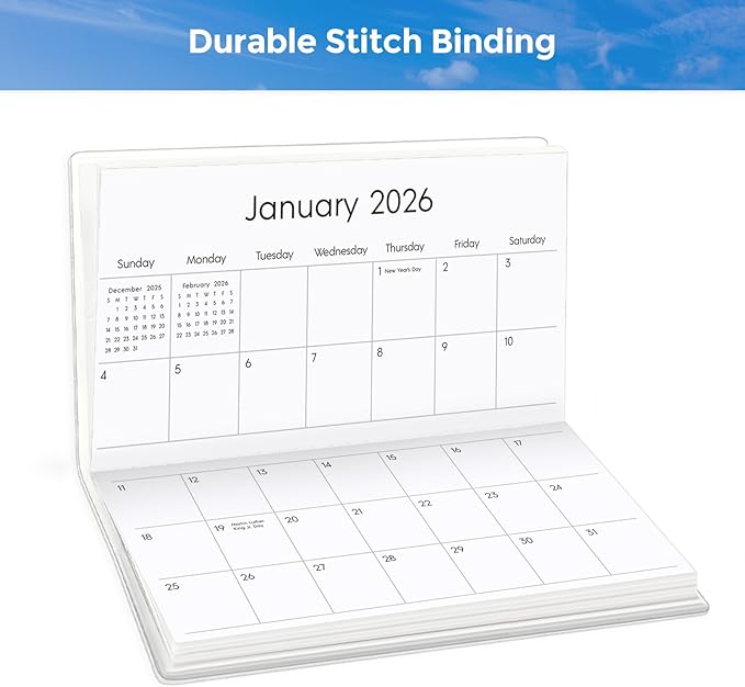 Pocket Calendar 2026-2027 for Purse, 2026-2027 Pocket Planner 24 Months with Soft Waterproof Cover and Premium Paper, 6.5" x 3.5", Beach