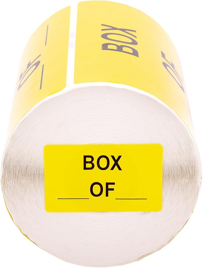 3 Rolls, Box Sequential Counting Labels (Showing Box Number and Total Number of Boxes), 5" x 3" Large Inventory Labels, 500 Labels per Roll