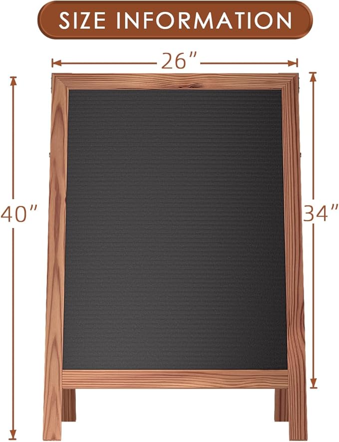 INNOVART A-Frame Sidewalk Sign 40”x26”, Sandwich Felt Letter Board w/Changeable Letters, Double-Sided Felt Letter Board, Free Standing Letter Board Easel for Restaurant, Business, Wedding, Dark Brown