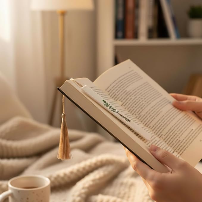 Gersoniel 2 Pack Embroidery Felt Bookmarks Floral Patterns Bookmark with Tassels Handmade Flower Bookmark Cute Book Markers for Reading Adults School Office Book Lovers Gifts (Plant)