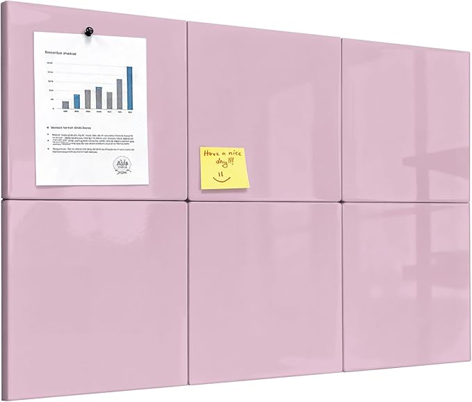 Comix Magnetic Board, 6 Pack Magnetic Whiteboard for wall, 11.8 x 11.8 Inches Dry Erase Board for Kids, Students, White Board Dry Erase Set for Fridge, Office and Home, Pink