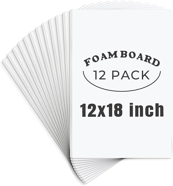 AUEAR, 12 Pack 12x18 White Foam Boards 1/8" Thickness Foam Core Boards for Presentation Board for School Crafts Office Art Projects Display, Mounting, Print