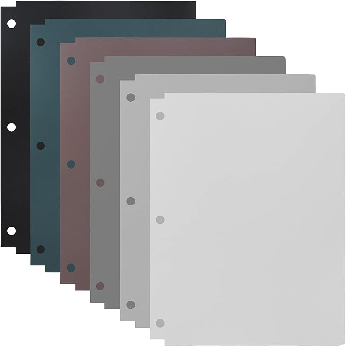 Youngever 12 Pack Heavy Duty Plastic Two Pocket Folders, Binder Dividers with Pocket, 3 Hole Punch Folder with Notches, Binder Folders