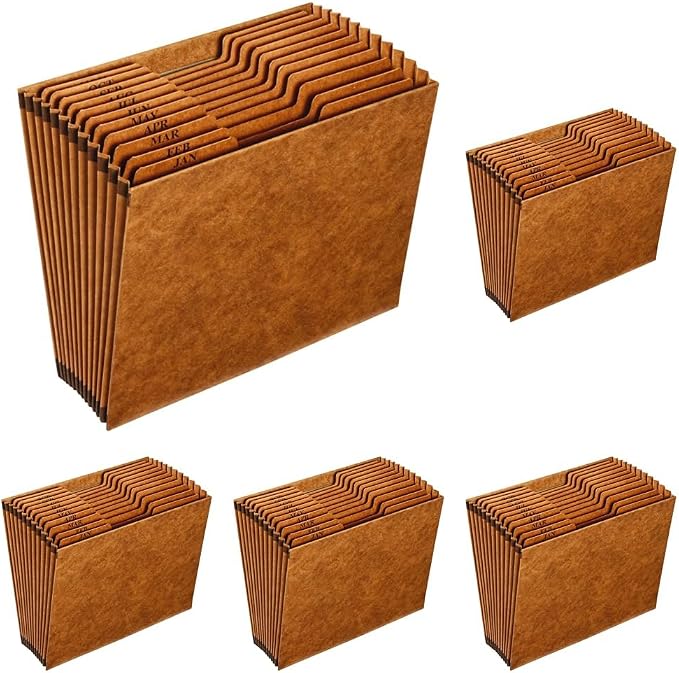 Globe-Weis PFXR217MHD /Pendaflex Heavy-Duty Expanding File,Open Top,12 Pockets,Monthly Index,Letter Size,Brown (R217MHD),(Pack of 5)