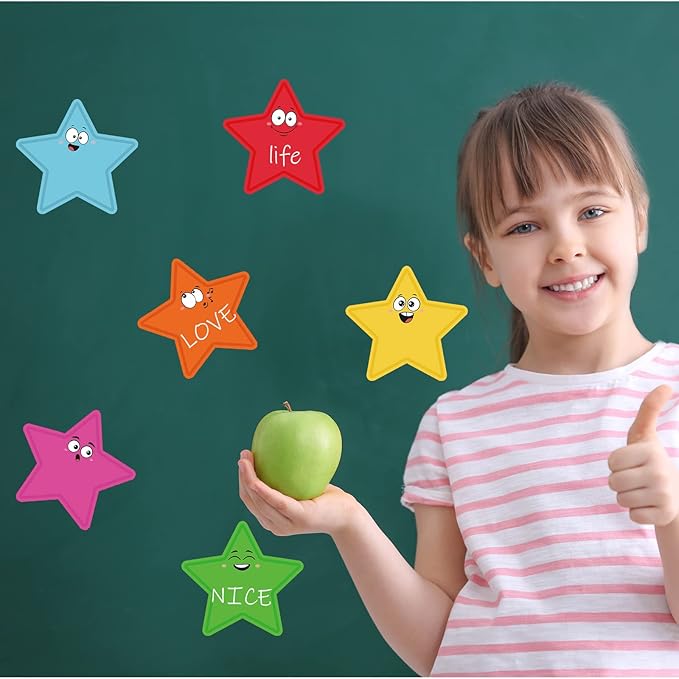 Eaasty 200 Pcs Star Cutouts Paper Star Bulletin Board Cut Out for Classroom Decoration Assorted Color Star Shape Die Cut Accents for Kids Teacher DIY Craft Project Spring Summer Theme School Party