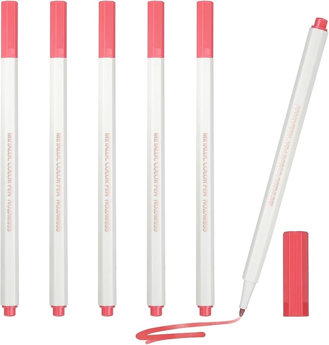PATIKIL Metallic Marker Pens, 6Pcs Permanent Markers Medium Tip Quick Dry Paint Pen on Plastic Wood Stone Glass Canvas DIY Crafts Art Supplies for Drawing Writing Marking, Red