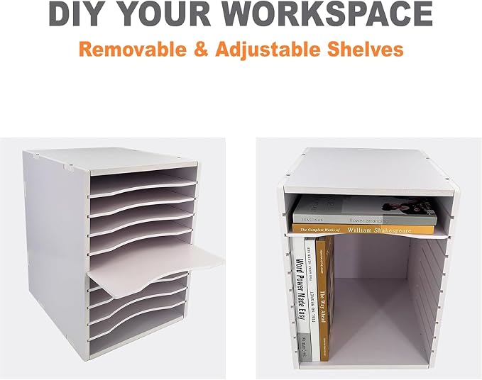 11 Slots Vertical Desktop Sorter, Mail Organizer Vertical File Organizer Adjustable Shelve Paper Sorter Organizer Document Storage Rack for Office School Home White