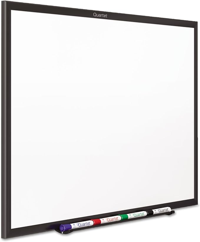 Quartet Dry Erase White Board 48"W x 36"H Non-Magnetic Whiteboard, Total Erase, Black Aluminum Frame (S535B)