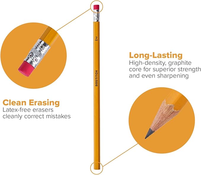 Bostitch Premium #2 Pencils, Premium Wood, Unsharpened, HB Graphite, 30-Count