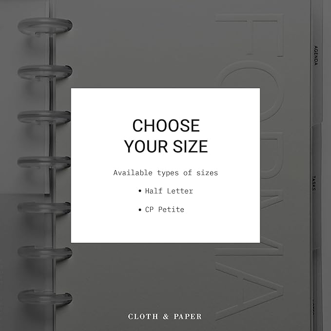 Cloth & Paper FORMA Modular Planner System – Premium Discbound Half Letter Undated Planner with Clear Discs, Covers, Dividers, Today Tab, Stickers & Inserts – Customizable Refillable Planning Organizer