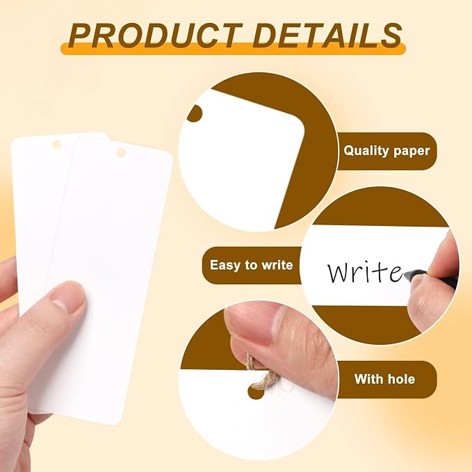 150 Pack DIY Craft White Bookmarks Blank Cardstock Bookmarks for String or Tassel,DIY Projects and Gifts Tags,5.5 x 2 Inches