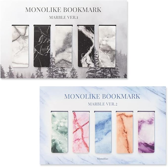 Monolike Magnetic Bookmarks Marble ver.1 + ver.2, 10 Pieces
