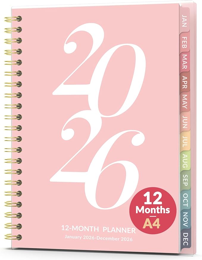 Forvencer 2026 Planner Weekly and Monthly, Jan - Dec 2026, 8.5” x 11”, Large Agenda Planner for Women, Aesthetic Calendar Planner with Spiral Bound, Month Tab, Flexible Cover for School Office, Pink