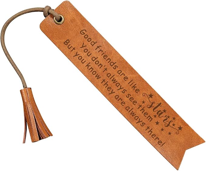 Good Friend Leather Bookmark - Engraved Wedding Gift & Favor - Star Design