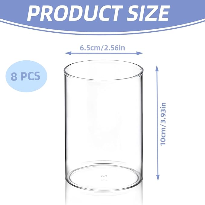 Yimy 8 Pack Acrylic Pen Holder, Round Pencil Organizer for Desk, Clear Makeup Brush Holder, Pencil Cup Pen Organizer for School Office Stationery
