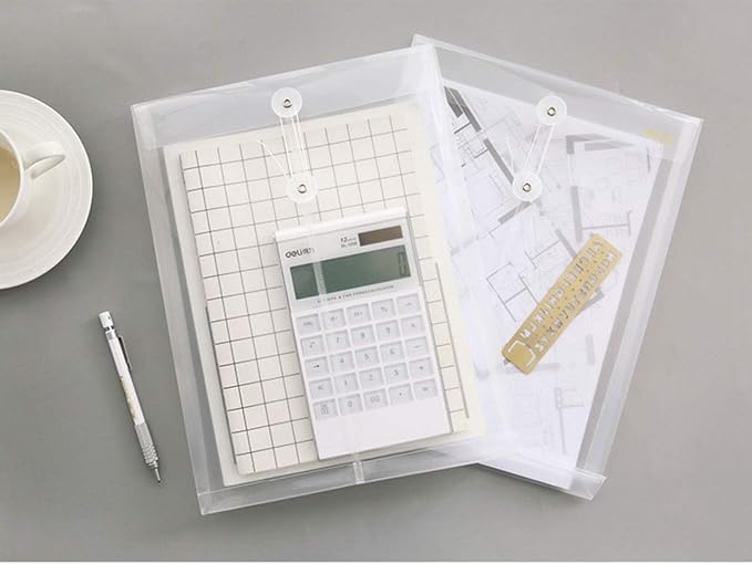 Letter Size Clear Poly Envelopes with String Closure Top Opening Folder Pack of 20 Bottom with Expanding Gusset